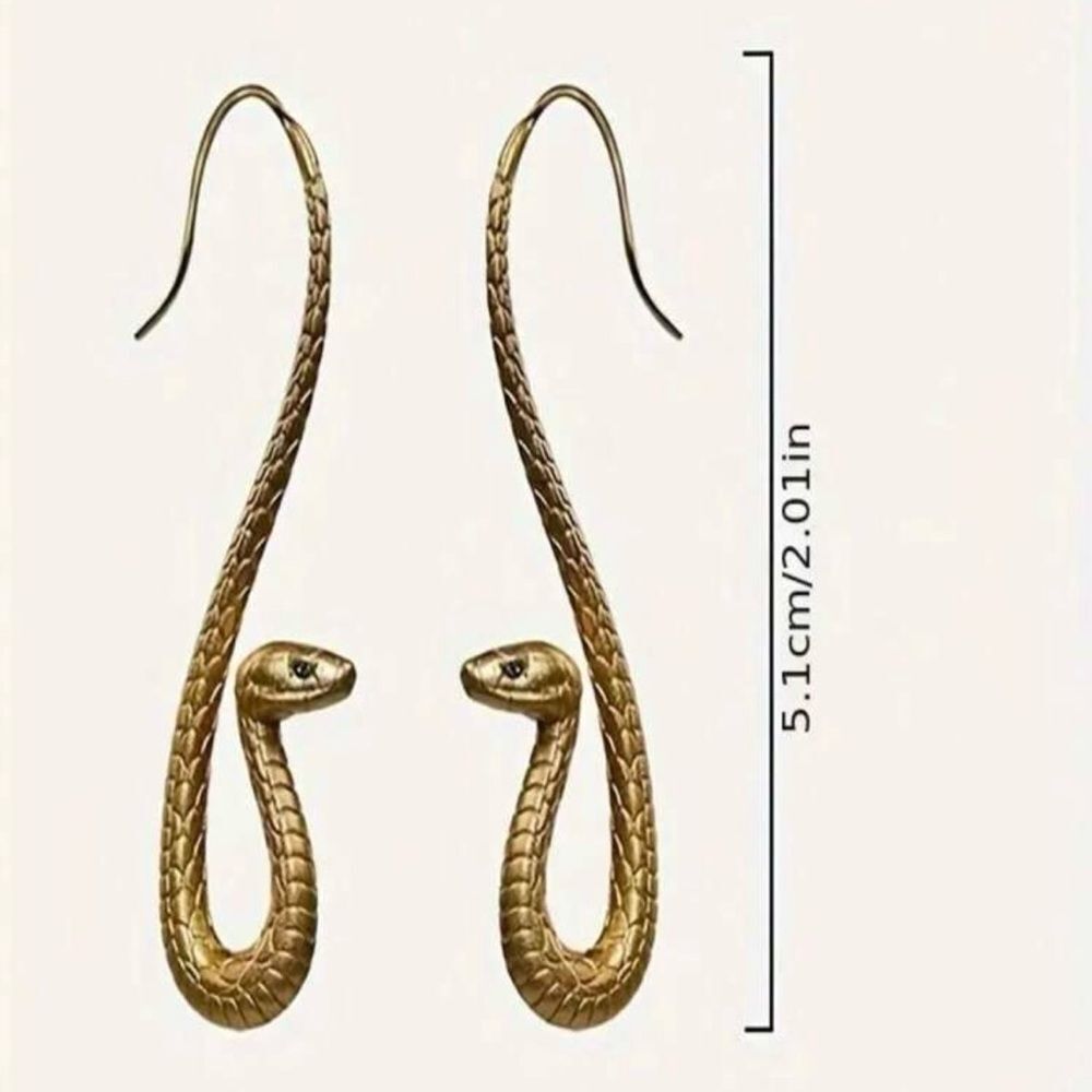 Python Snake Shaped Dramatic Ear Hooks Earrings - Picture 7 of 9